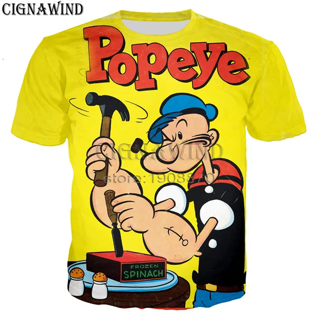 13 Модная дизайнерская футболка с мультяшным аниме Popeye для мужчин/женщин, футболки с 3D принтом, унисекс, футболка в стиле Харадзюку, уличная одежда, топы - Цвет: 13