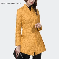2020 winter new women down jacket handmade beading long warm lightly duck down coat elegant high waist slim korean fashionable