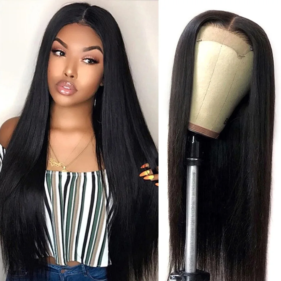 

Mifil Bone Straight Hair Lace Closure Wig PrePlucked Remy 4x4 Closure Wigs for Black Women Remy Indian Straight Human Hair Wigs