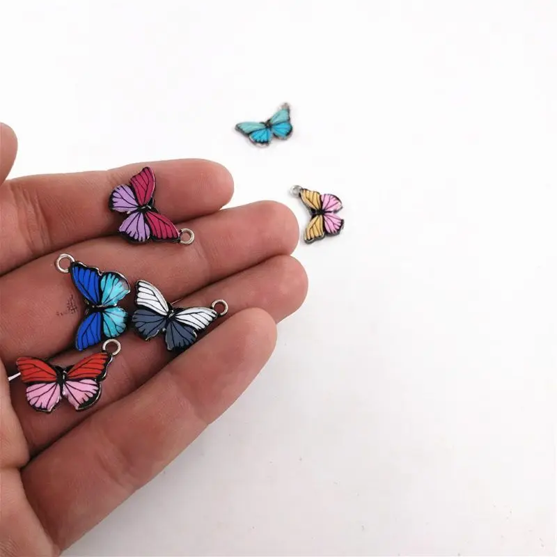 

50Pcs Alloy Enamel Colorful Butterfly Pendant Charms Earrirng Necklace Jewelry Making Butterfly Charms for DIY Making