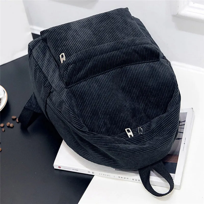

2020 Fashion Women's Backpack Travel Corduroy Student Girls Casual Rucksack School Bag For Teens