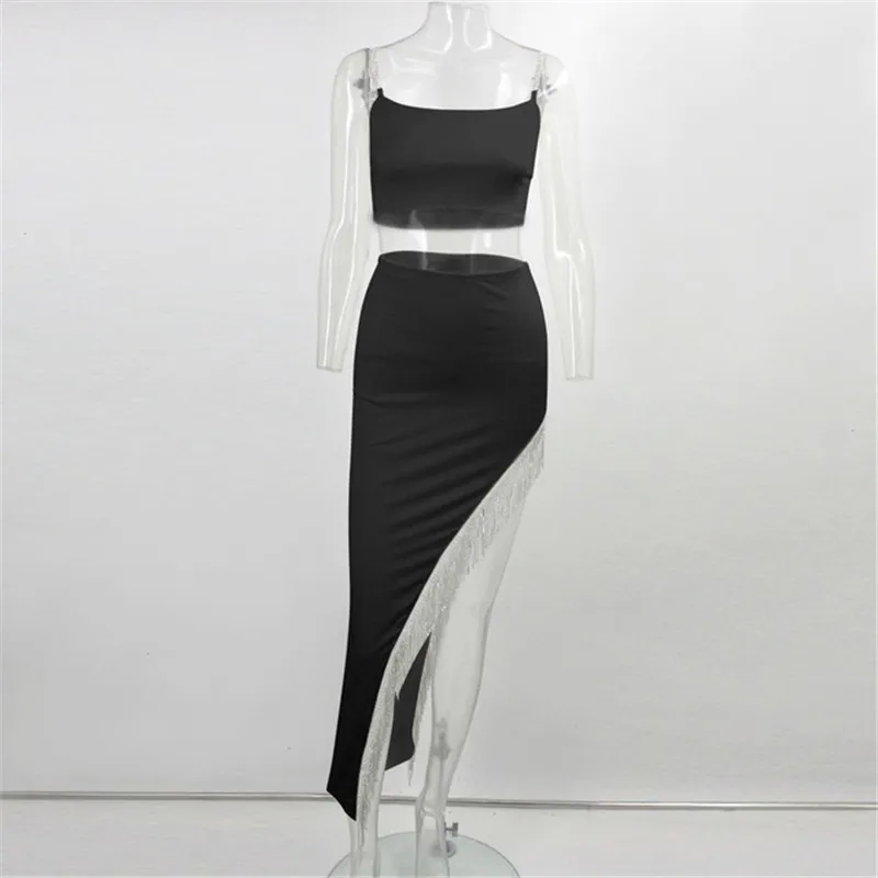 

Diamond Tassel Party Dress Women Party Night Bodycon Sexy Dress Spaghetti Strap V Neck Double Layers Sequin Dresses