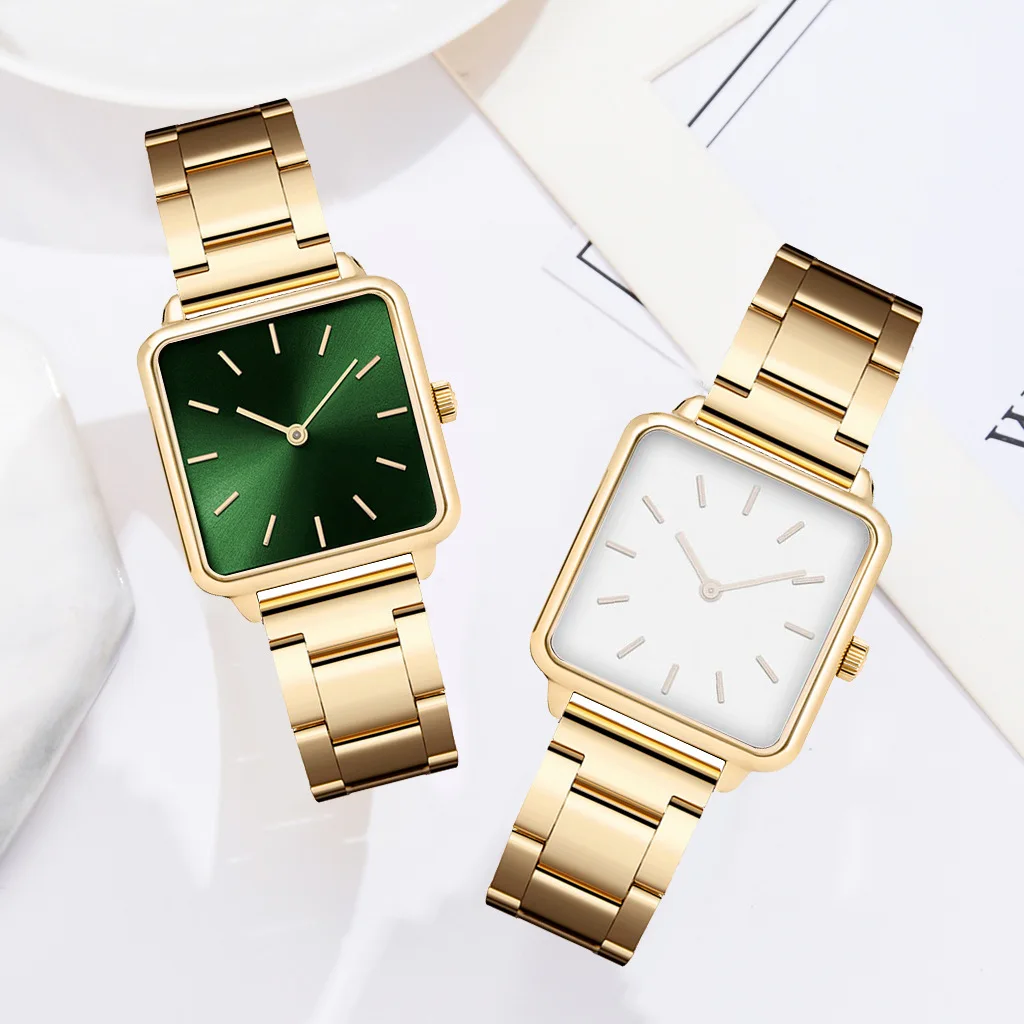 

MREURIO Women's Unique Watch Simple Square Dial Steel Band Temperamental Luxury Ladies 2021 New Wristwatches Dress Elegant Clock