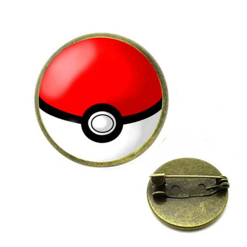 Pokeball Броши с изображением эльфа мяч покебалл Стекло булавка кабошоном аниме