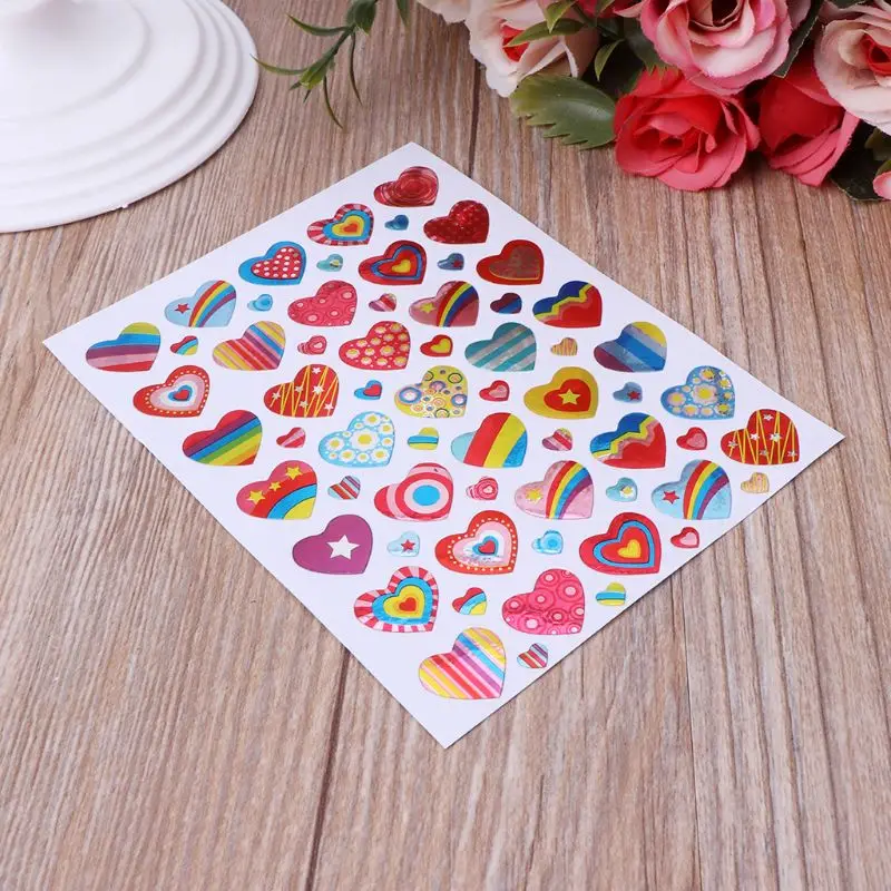 

10 Sheets Heart Stickers Love Decorative Sticker Kids Envelopes Cards Craft Scrapbooking Party Favors Prize Class Rewards Award