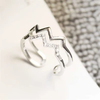 fashionable double layer ring simple and versatile crystal joint womens ring