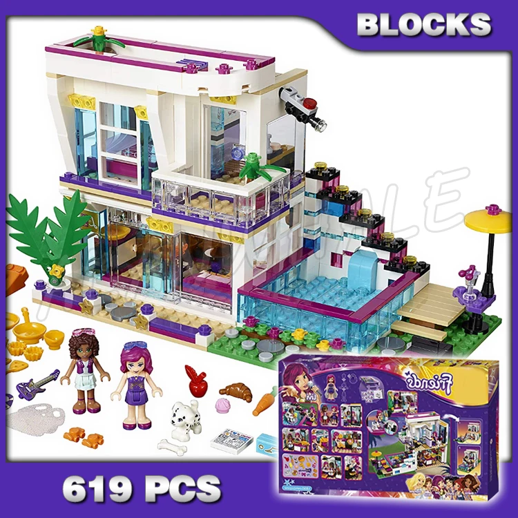 

619pcs Friends Livi's Pop Super Star House Mixed 10498 Model Building Brick Blocks Children Sets Kids Gifts Compatible with