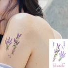Водостойкая Временная тату-наклейка, сексуальная фиолетовая романтичная Лаванда, цветок, искусственная тату для боди-арта, флэш-тату для женщин и мужчин