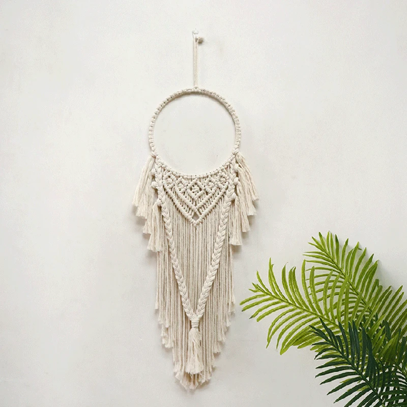 

Handmade Cotton Macrame Boho Hanging Tapestry Tassel Dream Catcher Ethnic Style Wall Decor for Home Door 28*100cm PR Sale