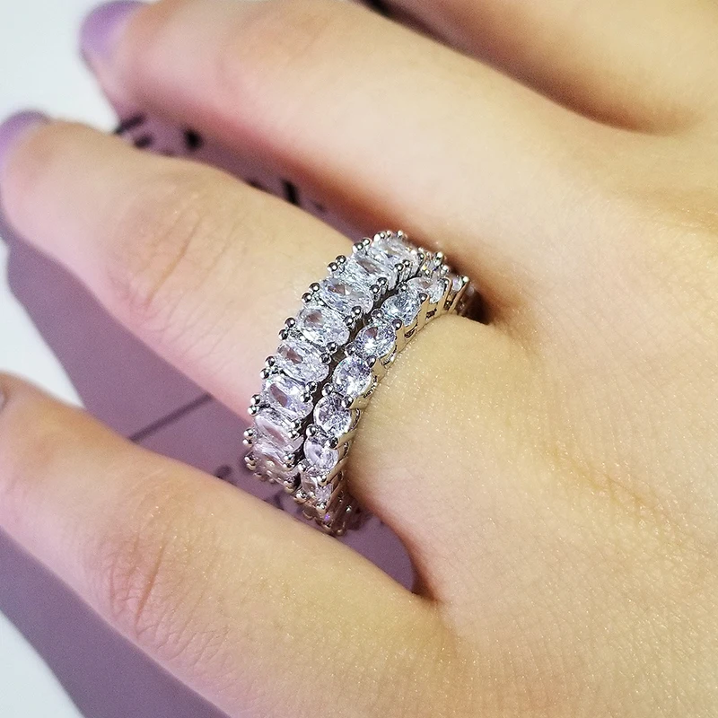 

Original 925 Sterling Silver Wedding Rings Set Band Ring For Women Engagement Bridal Fashion Jewelry Finger Black Friday R5726