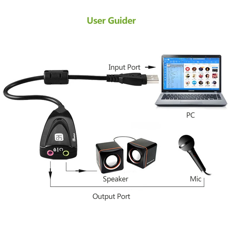 USB 2 0 Звуковая карта 7 1 адаптер для ПК компьютера Jack 3 5 мм наушники гарнитура