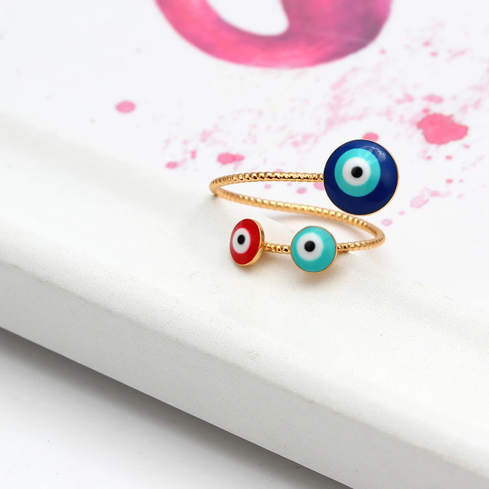 Lucky Eye red blue кольцо от сглаза кольца золотистого цвета кольцо медное Открытое кольцо для женщин женское регулируемое ювелирное обручальное кольцо EY6459