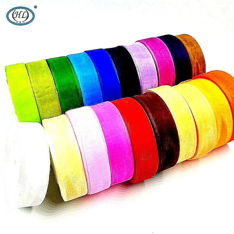 HL 25 мм ширина 50 ярдов много цветов на выбор прозрачные ленты из органзы ткачество
