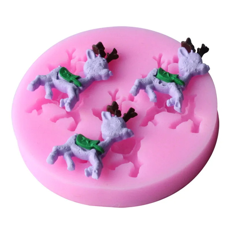 Маленькая 3D форма оленя силиконовая для помадки торта шоколада кондитерские