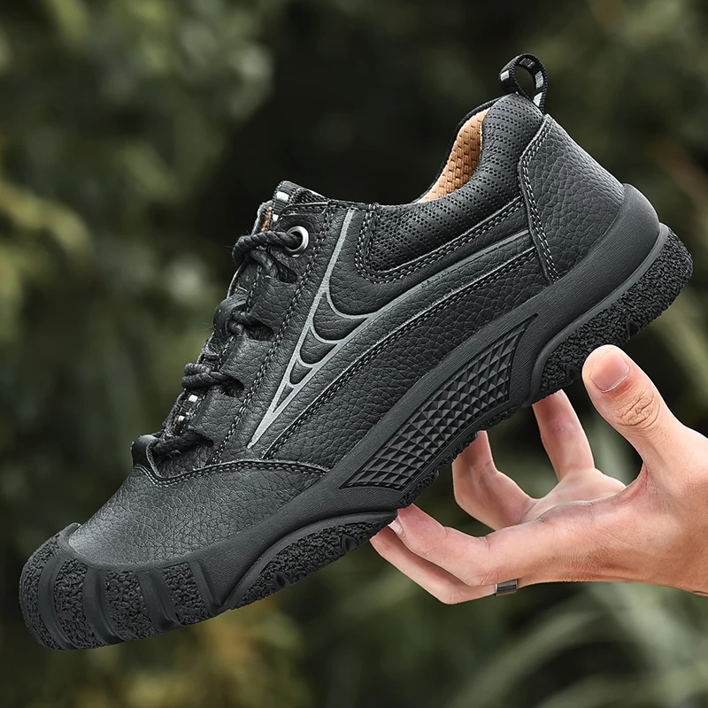 Online Sepatu Hiking Untuk Pria Sepatu Camping Luar Ruangan Sneakers Pria Sepatu Pria Kulit Asli Sepatu Bot Pergelangan Kaki Musim Dingin Hangat Antiselip