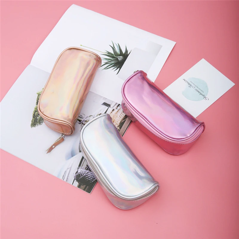 Лазерная цветная женская косметичка новая модная разноцветная на молнии для