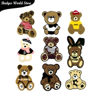 cute sailor ear hat bear chenille icon towel embroidery applique patches for clothing diy iron on badges on the backpack