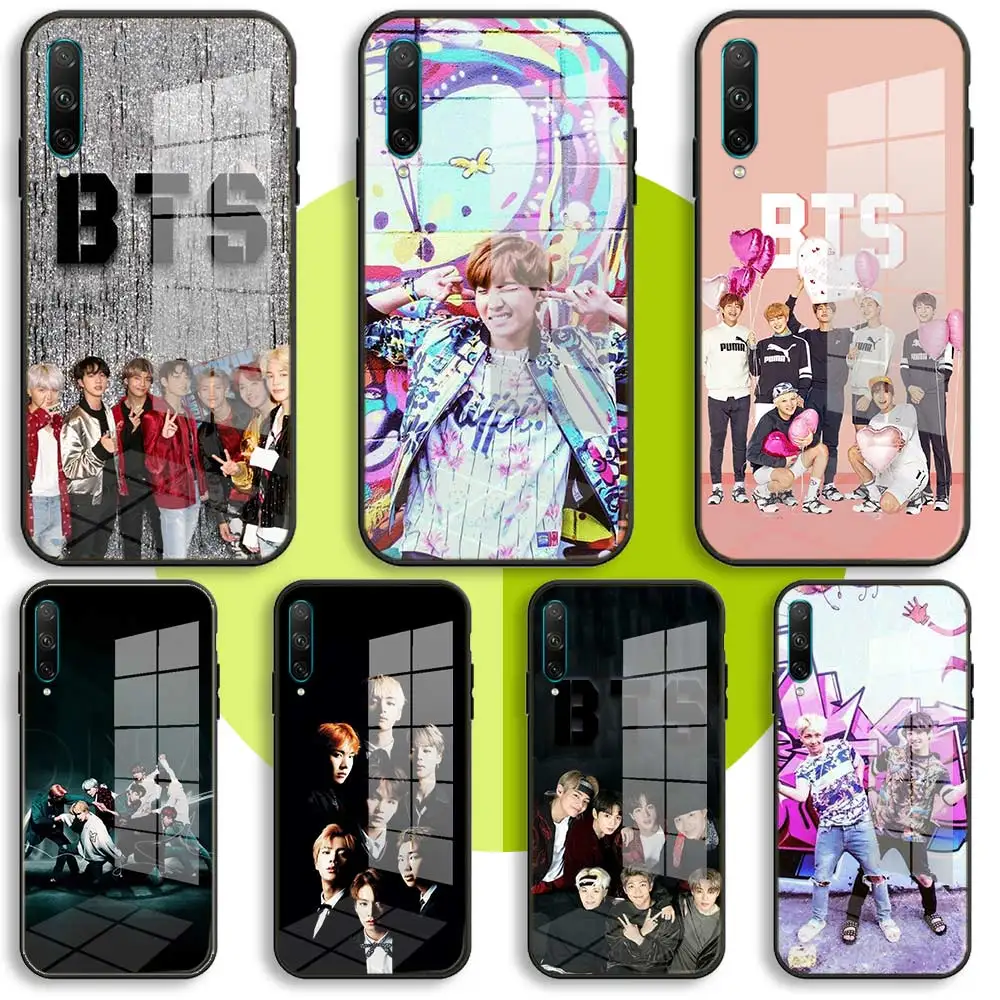 Фотоальбом BTS Bangtan Boys Мягкий стеклянный черный чехол для Honor 30 20 10 Lite Pro 10i 20i 9a 8a 8x