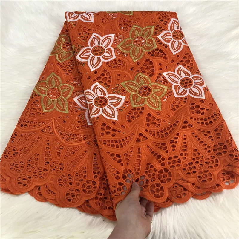 

5 yard Swiss lace fabric 2020 latest heavy beaded embroidery African cotton fabrics Swiss voile lace popular Dubai style 2L06034