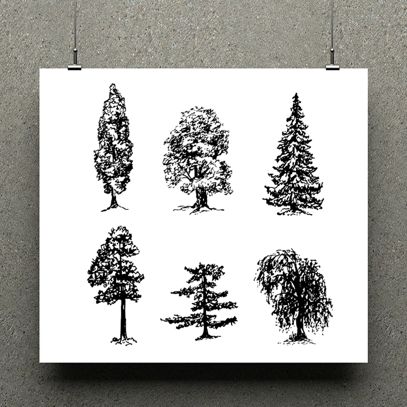 

AZSG Tall pine tree Clear Stamps/Silicone Transparent Seals for DIY scrapbooking Card Making 14*14cm