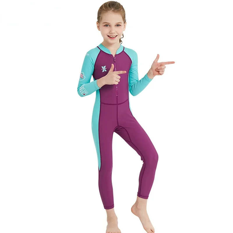 

2018 New Outdoor One-piece Long Sleeve Swimming Suit Anti-UV Quick-dry Wetsuits Elastic Swimwear Diving Suit For Children