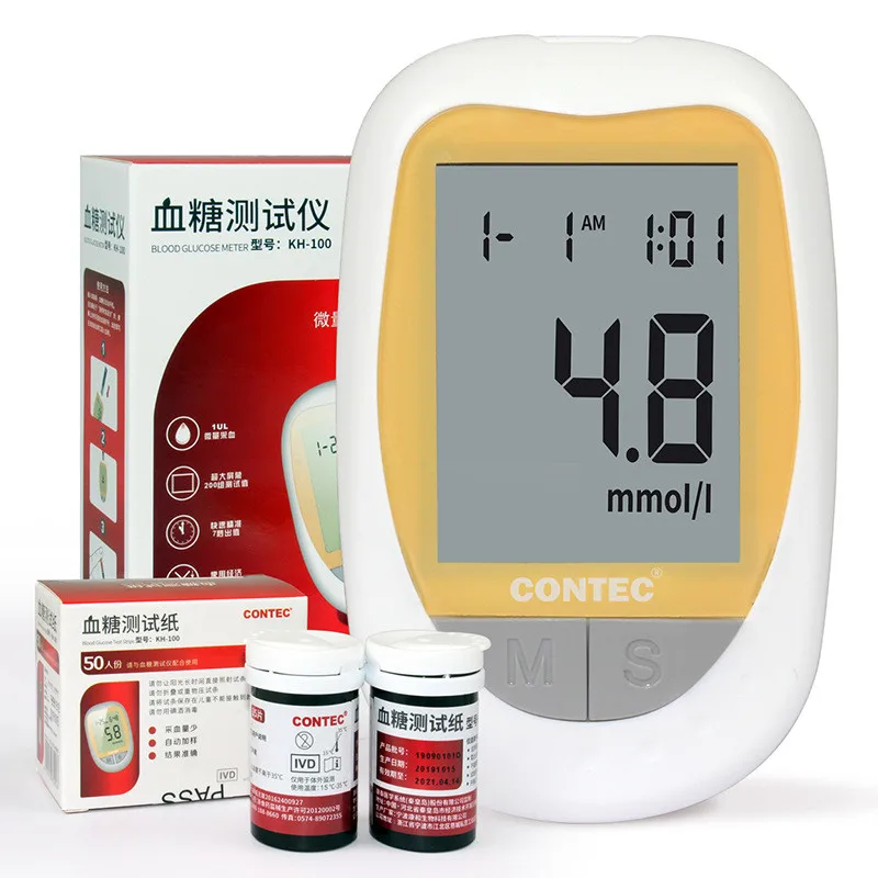 

CONTEC KH-100 Blood Glucose Monitor Health Aid Glucometer 50PCS Test Strips Lancets Kit Blood Sugar Meter Diabetes Tester