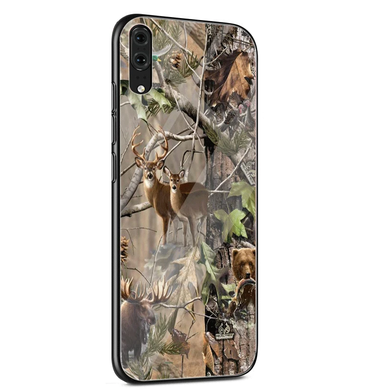 TPU стеклянный чехол для телефона huawei mate Honor 8X9 10 7A 20 P30 P20 P10 Lite Pro P Smart Cover Realtree зёленая