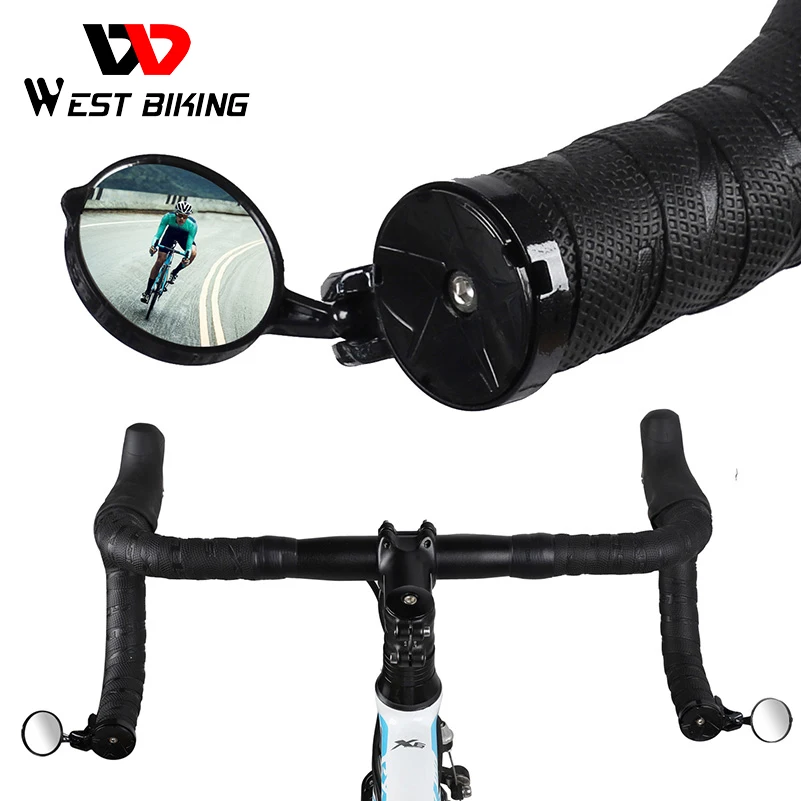 

WEST BIKING Bicycle Rearview Road Bike Handlebar Mirror 360 Degree Rotatable Bike Accessories Safe Cycling Handlebar Rear Mirror