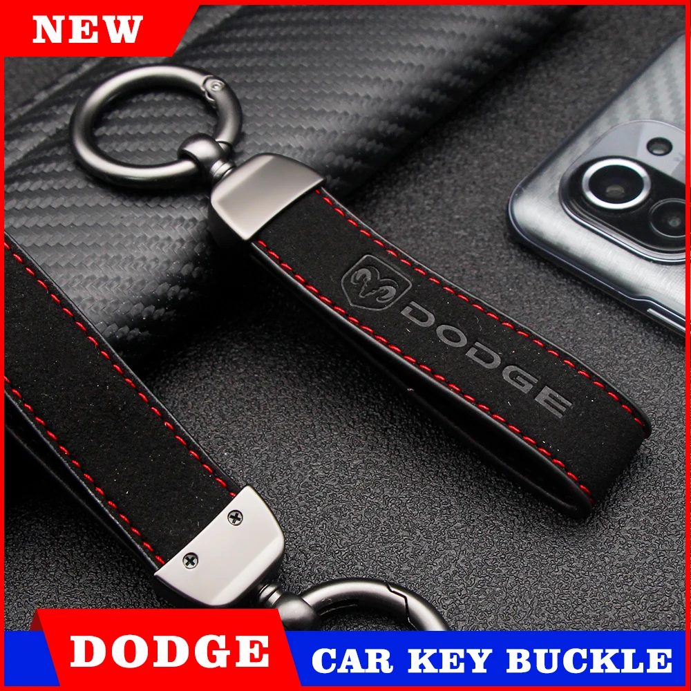

1PC Car KeyRing 3D Metal Leather Car Key Holder Trinket Keychain Car Styling For Dodge journey ram 1500 challenger caliber nitro