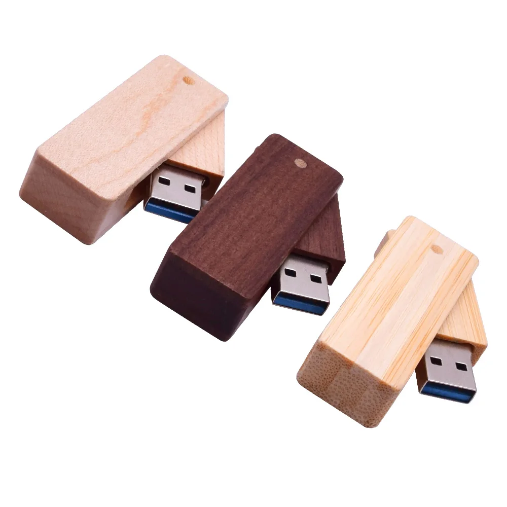 Три вращающихся деревянных USB флэш-накопитель 128 Гб 64 ГБ 32 16 ручка-накопитель Chiavetta