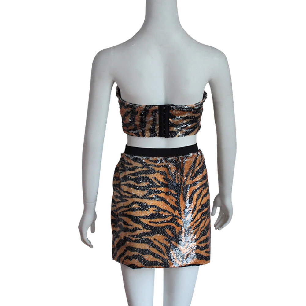 Tigerskin Печатный Женский комплект 2 шт. укороченный топ в сетку женские