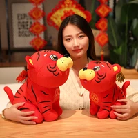 super cute stuffed mascot tiger plush toy red tang suit bring lucky tiger doll toys for kids new year home decoration kids gift