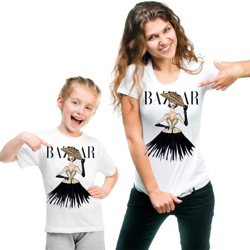 Одинаковые футболки для мамы и дочки ребенка маленьких девочек CT 1911|Сочетающаяся