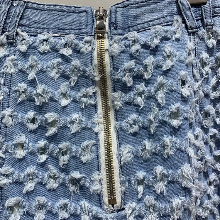 Шикарная Женская рваная джинсовая юбка 2019 летние женские юбки A739|Женские юбки| |