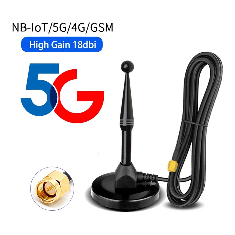 

3G 4G 5G Antenna 35dBi 600-6000Mhz SMA Male 3 Meters RG58 Cable 2.4G Wifi Antena GSM GPRS Magnetic Mount for Modem Router