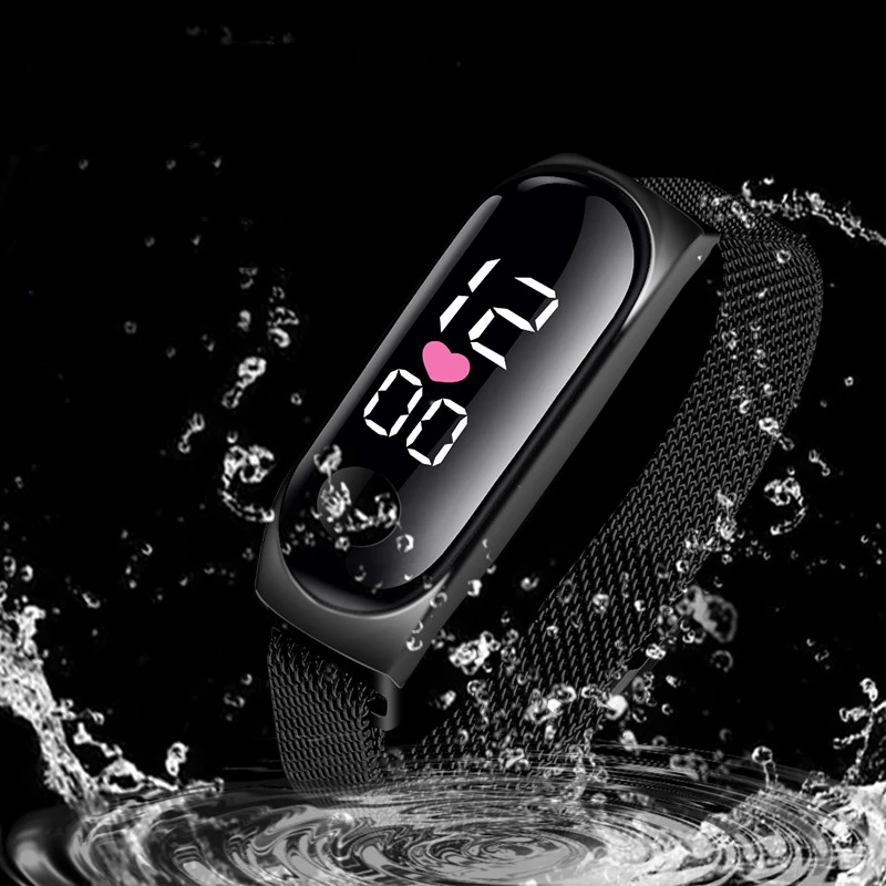 

2021 Waterproof Women Digital Watch LED Sport Watch Fashion Magetic Mesh Strap Ladies Electronic Wristwatch reloj hombre skmei