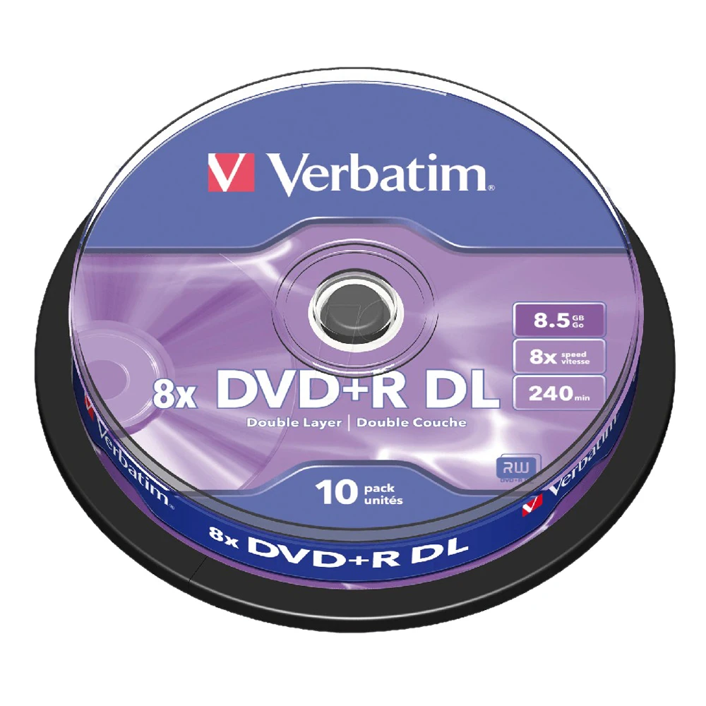 Verbatim DVD + R DL 8 5 ГБ 10Pk шпиндель 8x двухслойный записываемый мультимедийный диск