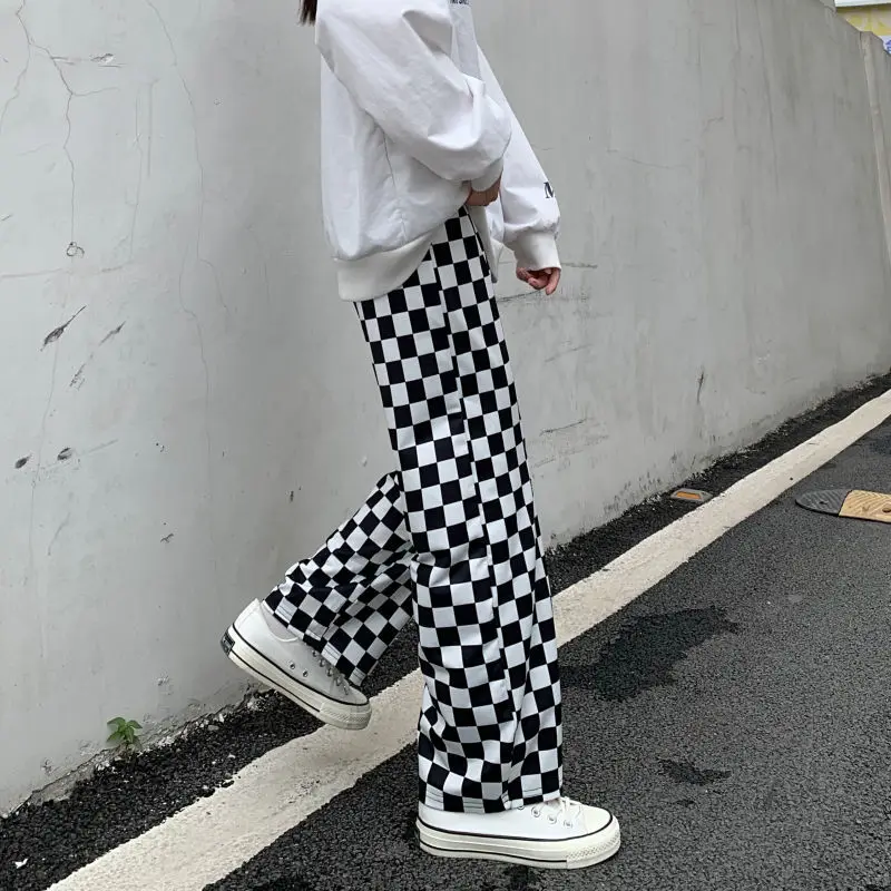 

2021 Spring Autumn Goth Pants Women Wide Leg Streetwear High Waist Oversized Trousers Womans Straight Couple Clothes Punk Pants