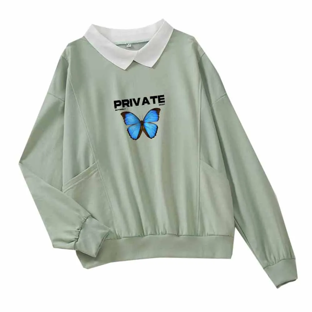 

Милые толстовки с капюшоном Harajuku Private Butterfly, Повседневная хлопковая ретро-одежда с длинным рукавом, модная эстетичная Толстовка