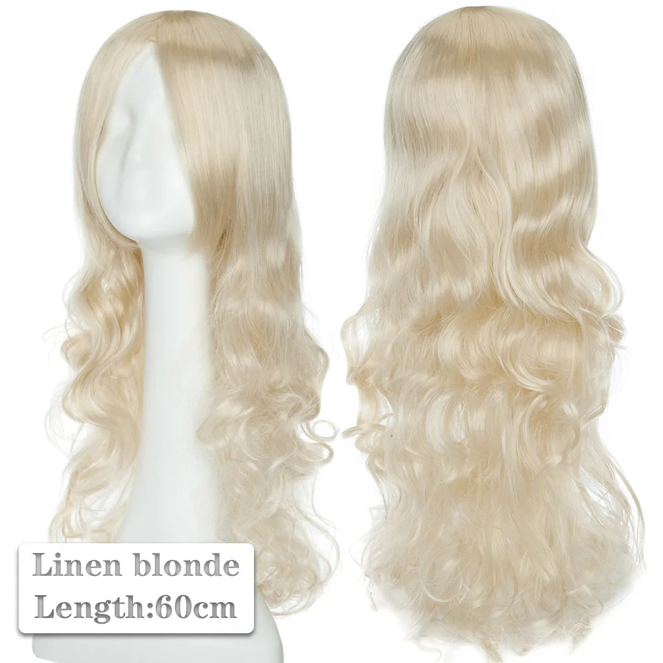 linen blonde SNOILITE 80 см Длинные Синтетические волосы Аниме парик для женщин термостойкие волокна шиньон Розовый Красный Фиолетовый Прямые Вечерние парики для косплея - Цвет: linen blonde