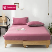 sondeson modern 100 cotton red fitted sheet with rubber band double queen king healthy color printed soft bed linen pillowcase