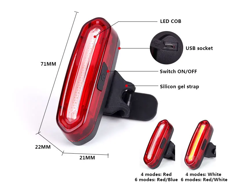 Deemount 100 лм перезаряжаемый COB USB светодиодный фонарь для горного велосипеда задний фонарь MTB Предупреждение велосипедный задний фонарь для велосипеда