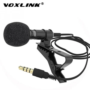 voxlink 3 5 mm microphone clip tie collar for mobile phone speaking in lecture 1 5m3m bracket clip vocal audio lapel microphone free global shipping