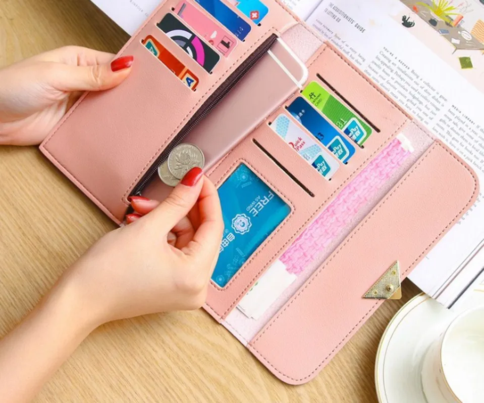 Длинные кошельки для женщин роскошные бумажники с сердечком дам и девушек