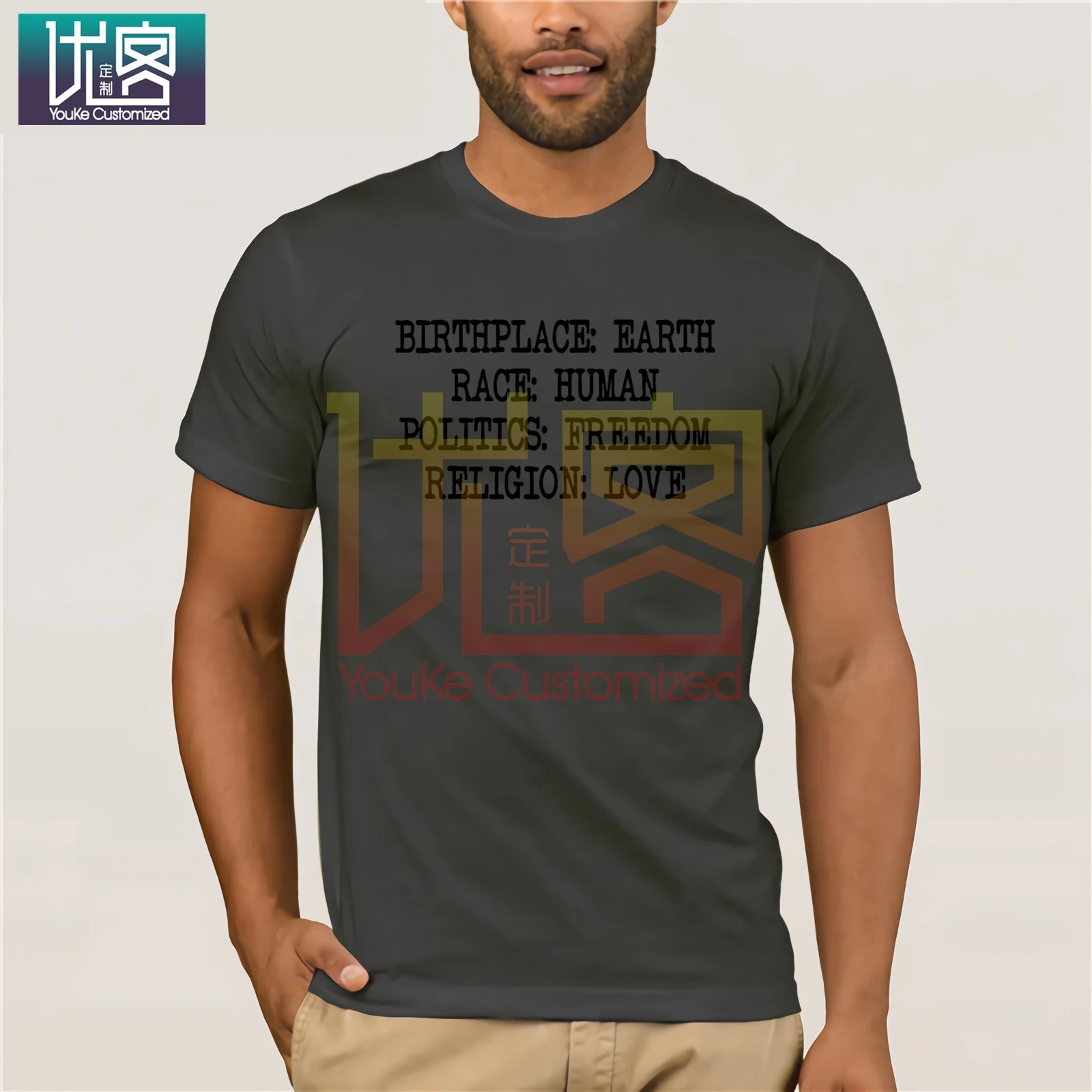 Мужская футболка с надписью birthplast Earth Racing круглым вырезом под горло из 100%