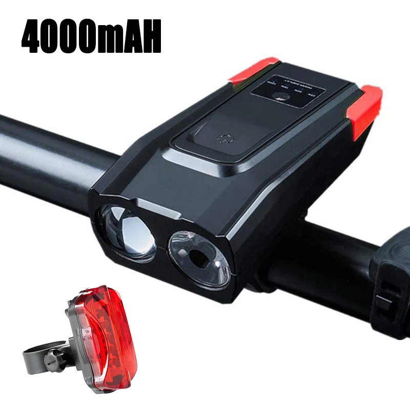 2000/4000 мАч велосипедные фары передние светильник хвост набор USB Перезаряжаемые
