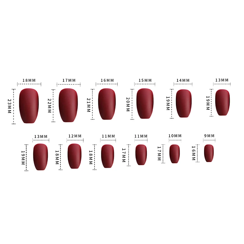 24pcs Wine Red Matte Coffin Ballerina False Nail Art Tips With Glue Acrylic Full Cover Fake Nails Manicure Press on Tools | Красота и