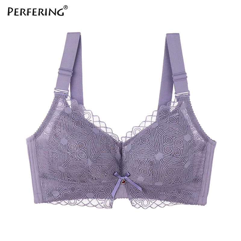 Purple Perfering, сексуальные кружевные бюстгальтеры размера плюс, полная чашка, без бретелек, пуш-ап, бюстгальтер для женщин, C D, минимайзер, большой бюстгальтер, Bragas, женское белье - Цвет: Purple