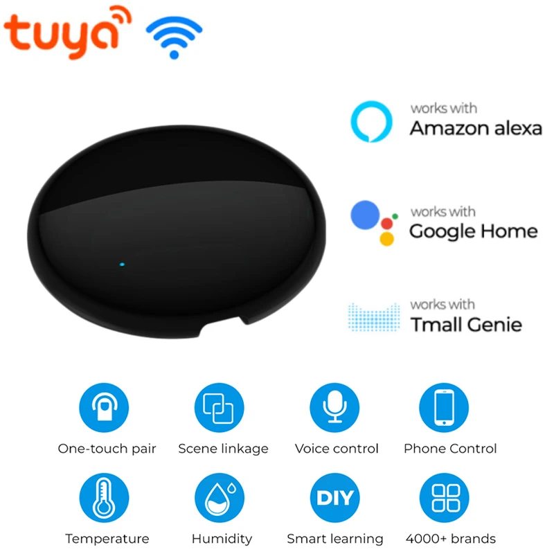 

Умный Универсальный 3-в-1 ИК пульт дистанционного управления WiFi Tuya для умного дома управление для телевизора DVD Audi AC кондиционер работает с ...