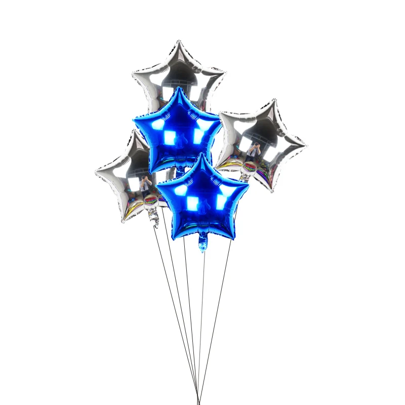 3sliver 2blue WJX 5 шт. 18 дюймов золотой синий шар звезда из фольги сердце Свадебные воздушные шарики праздник в честь рождения ребенка, Рождество Красный Зеленый Звезда Дети шарики на день рождения - Цвет: 3sliver 2blue WJX